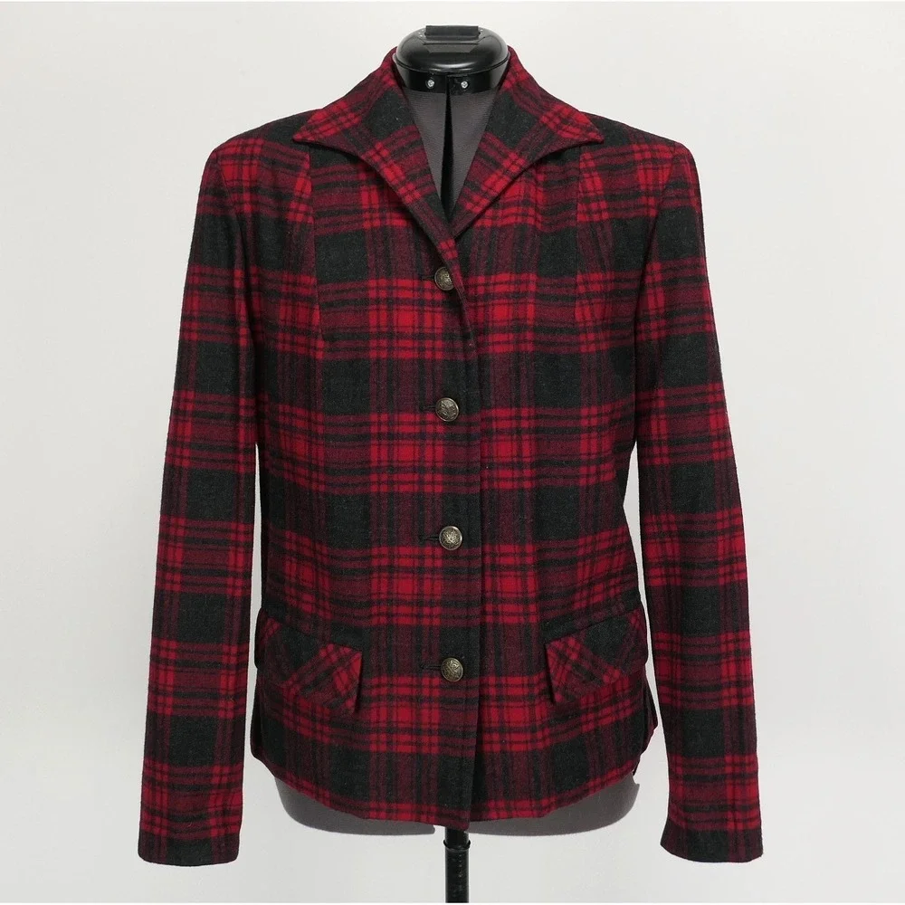 VTG Pendleton Traveller Buffalo Plaid Virgin Wool Shirt Jacket S/M True '50s VTG - Picture 2 of 13